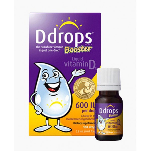 【跨境商品】美国BabyDdrops幼儿纯维生素D3滴剂100滴婴幼儿宝宝儿童滴剂补钙VD紫色款2.8ml