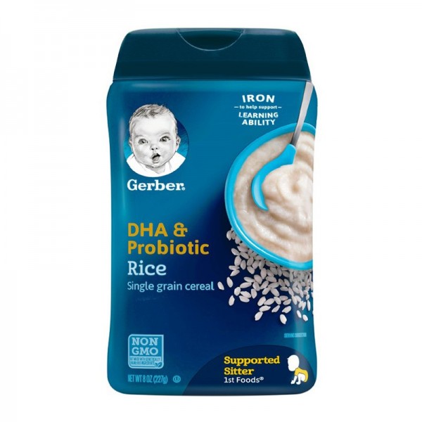【跨境商品】美国GERBER嘉宝 DHA 益生菌婴儿大米米粉 227g （2盒）