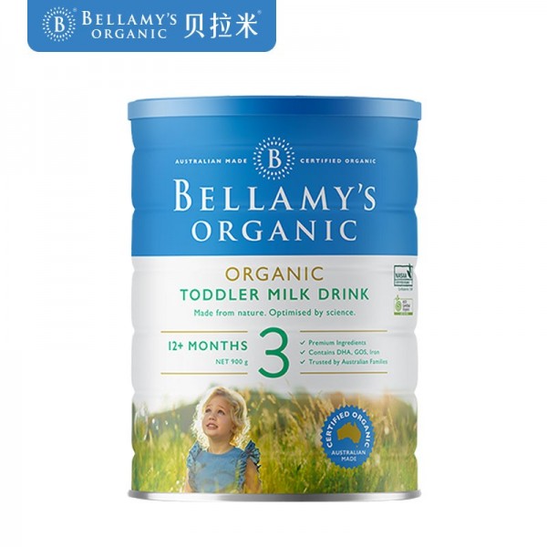 新版澳洲贝拉米Bellamys Organic 贝拉米奶粉3段 900g/罐