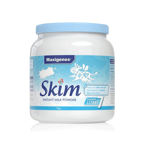 澳洲美可卓(Maxigenes)蓝胖子脱脂奶粉1kg/罐