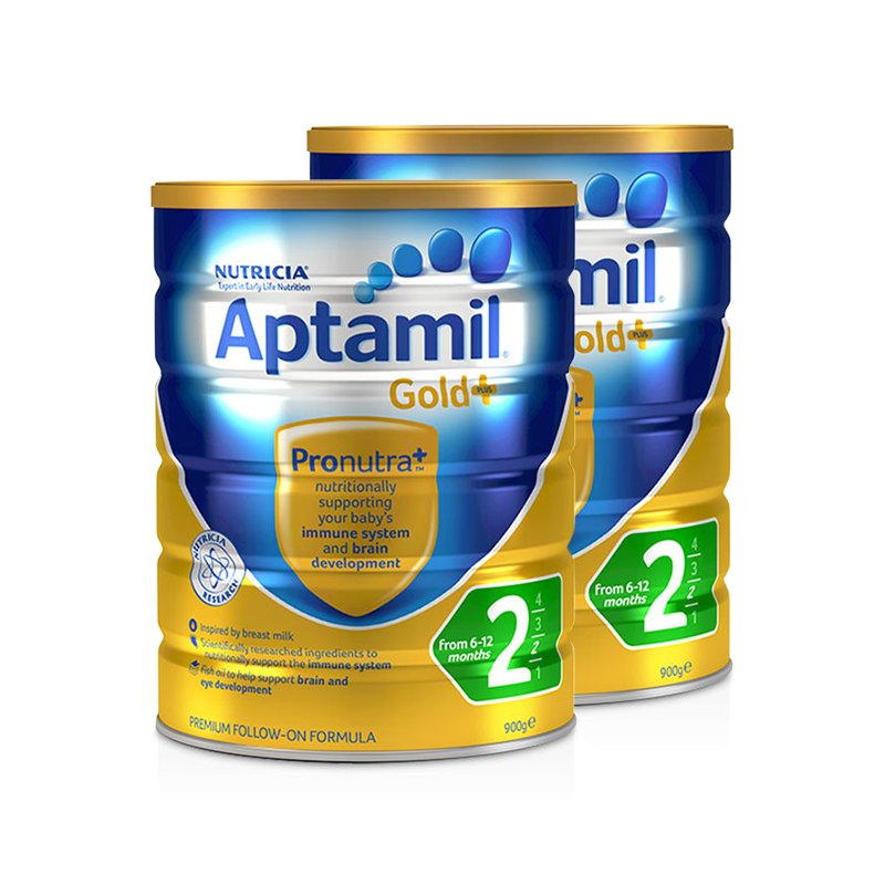 【跨境商品】澳洲Aptamil爱他美金装加强婴儿奶粉2段 900g/罐*2