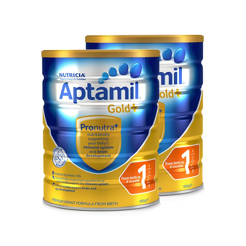 【跨境商品】澳洲Aptamil爱他美金装加强婴儿奶粉1段 900g/罐8*2