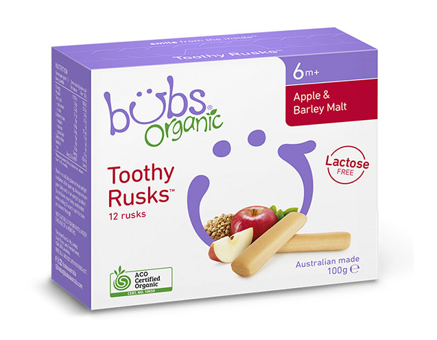 【跨境商品】澳洲Bubs 贝儿 有机苹果 大麦 无乳糖婴儿磨牙棒 100g*2盒