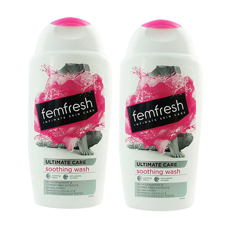 【跨境商品】英国Femfresh芳芯私密温和无皂女性洗护液 蔓越莓香味 250ml*2瓶